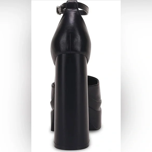 New Womens Platform Chunky High Block Heels Ankle Strap Closed Square Toe Pumps - Picture 4 of 5